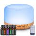 YIKUBEE Diffusers for Essential Oils Large Room, 500ml Diffuser with Essential Oils Included 6x10mL, Essential Oil Diffusers, Aromatherapy Diffuser, Humidifiers for Bedroom Wood Grain With Oils