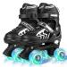 SZHZS Kids Roller Skates for Boys Girls Child Beginners, Adjustable Roller Skates for Youth and Adult 4 Sizes with All Light up Wheels for Outdoor Indoor Sports Black&White Medium - Big Kid