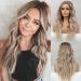 Emmor Long Ombre Blonde Lace Front Wig for Women,25 Inch Natural Wavy Daily Hair Synthetic Lace Wigs Middle Part,Hand Tied/Longlife/Lightweight
