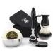 Men's shaving set in black with badger hair brush 5 edges of shaving planes shaving stands soap & shell perfect kit for every occasion gift for men