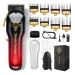 SUPRENT Professional Hair Clippers for Men- Barber Clippers DLC-Coated Blade & Brushless Motor- Rechargeable Haircutting Kit with DIY Customizable Casing (Red)