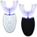Cunhill 2 Pieces Ultrasonic Electric Toothbrush Adults U Shaped Toothbrush Whole Mouth Toothbrush Whitening Automatic Toothbrush Rechargeable Washable Travel Home Use (Black, White,Chic Style) Chic Style Black, White