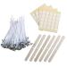 MILIVIXAY 3.5 inch Candle Wick Bundle: 100PCS Candle Wicks, 100PCS Candle Wick Stickers and 6PCS Wooden Candle Wick Holders - Wicks Coated with Paraffin Wax, Cotton Wicks Kits for Candle Making. 3.5 inch kit