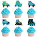 Fangleland 36 Pieces Roller Skates Cupcake Toppers for Boys - Sports Theme Party Dessert Picks Roll Skating Birthday Party Baby Shower Gender Reveal Decorations Blue
