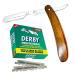 Premium Professional Straight Edge Razor Natural Wood Scale Sharp High Hardness Carbon Steel Cutthroat Straight Edge Blade+100 Derby BLADES