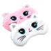 Sleep Mask for Children - 2-Pack Soft Plush Eye Covers | Cute Animal Designs for Girls & Boys | Pink & White Cat | Travel Nap & Party Accessories - Buy Online on GoSupps.com