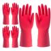 KKRAUS 3 Pairs Reusable Cleaning Gloves Kitchen Dishwashing Gloves Durable Rubber Gloves for Household Bathroom (Color : Red Size : Large) Large Red