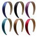 1.2 Inch Satin Headbands 6 Pcs Multi Color Ladies and Girls Hard Hair Bands  6 Colors. Deep Color