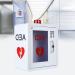 Qianmei AED cabinet wall cabinet for first aid-aed defibrillator metal steel plate with alarm and light for home office hospital and public places