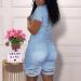 xoxing Large Hole Denim Women's Shorts Jumpsuit in Blue - Buy Online on GoSupps.com