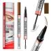 9705 2in1 Hilibrand 4-Pronged Dual-Ended Eyebrow Pencil&Eyebrow Gel 4-Pronged Ultra-Fine Realistic Eyebrow Pencil End Eyebrow Setting Wax End Waterproof Sweatproof Long-Lasting (2#Dark Brown)