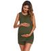 Ekouaer Women's Nursing Pyjamas Short Breastfeeding Pyjamas Two Piece with Adjustable Elastic Waistband Nursing Top and Trousers for Pregnancy S-XXL M Green (Green A)
