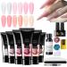 Nail Adhesive Gel | Builder Gel for Extensions with Glue 6 Colors | Multifunctional Long-Lasting Art Design Tips and Decorations for Professional Enthusiasts and Adults