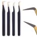 Fiber Tip Lash Tweezers For Eyelash Extension 4 Pcs Tweezers Professional Artist Tech Work Kit Tools Best Volume Eyelash Lashes Extensions Precision Supplies Boot Volume 90 45 Degree(Black)