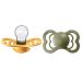 BIBS Supreme Baby Pacifier 2-Pack | Made in Denmark | BPA Free Dummy Soother Symmetrical Nipple. Silicone Size 2 (6-18 Months) Honey Bee/Olive