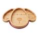 BABI Baby Toddler Large Dog Plate Natural Bamboo with Stay Put Silicone Suction Ring (Cherry RED)