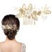 Gold Crystal Bridal Wedding Hair Comb Bride Wedding Hair Vine Hair Piece Flower Crystal Headpiece Sparkly Pearl Rhinestone Hair Accessories for Women and Girls Bridal Hair Comb 7