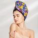 Hair Towel Wrap - Quick Drying Towel Turban with Button | Tricolor Pansy Flower Design - Buy Online on GoSupps.com