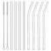 ALINK Glass Smoothie Straws, 10" x 10 mm Long Reusable Clear Drinking Straws, Pack of 8 with 2 Cleaning Brush, 10mm Wide Clear