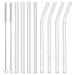 ALINK Glass Smoothie Straws, 10" x 10 mm Long Reusable Clear Drinking Straws, Pack of 8 with 2 Cleaning Brush, 10mm Wide Clear