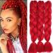 24 "Braids Extensions Jumbo Braids Kunsthaar 3 bundle of Kanecalon Synthetic Crochet Hair Braidedhaar Afro Box Braiding (red) 60cm 3 bundle of red