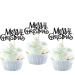 Pack of 24 Merry Christmas Cupcake Toppers Glitter Merry Christmas Cake Toppers Merry Christmas Xmas Theme Party Cake Decorations Accessories Black Colour 5