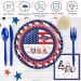 Patriotic Tableware Set - 4th of July Tableware Set | Patriotic Paper Plates | Patriotic Supplies Paper Plates Napkins Cups for Independence Day - Buy Online on GoSupps.com