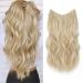 Blonde Hair Extensions with Adjustable Size Removable Clips Synthetic 20inch Secret Invisible Hair Extension One Piece Curly Hair Pieces for Women 20 Inch Bleach Blonde