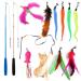 Petnice 12 Pack Cat Feather Toys Interactive Cat Toys for Indoor Cat 2 Cat Retractable Teaser Wand with 9Pcs Refills and 1 Fix Teaser Wand 12pcs Cat Toys (3pcs wand)