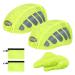 Flintronic helmet cover rain cover helmet protection helmet rain covers waterproof helmet raincover bicycle helmet reflection strips reflectors helmet rain protection universal size for men children 4 pieces #2 fluorescence green (4 pieces)