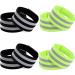 Rafiyu 8 pieces of pants bracket Bicycle elastic reflective straps with Velcro for outdoor jogging pants protection cycling hiking reflective safety bracelet 35 x 5 cm (green and black)