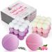 Bubble Candle with Bath Bombs Set - 2 Bubble Candles with 2 Bath Bombs for Women - 2X Decorative Candles with 2X Bathbomb Gift Set - Cube Shaped Candles Aesthetic Decor  Pink & Purple