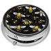 Bumble Bees Mini Round Pill Box - 3 Compartment Travel Organizer for Home & Office - Portable Medicine Case - Buy Online on GoSupps.com