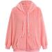 Hanxiulin Oversized Plush Jacket for Women | Warm Fleece Lined Cardigan & Transition Trench Coat | Premium Outdoor Fur Coat in XL Pink - Buy Online on GoSupps.com