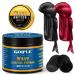 360 Wave Pomade Strong Hold 360 Wave Training Hair Cream Wave Greasy Wave Butter for Men Pocket Palm Brush Curved Wave Brush for Men Silky Durags for Men Extra Long Tails Wave Brush Wave Cap Set