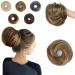 Elaine Straight Hair Buns Hair Piece Synthetic Messy Bun Scrunchies for Women Updo Bun Extension Ponytail Hairpieces for Women's hair (Medium Ash Brown & Light Ash Blonde Highlights -83A) Straight Updo Bun Medium Ash Br...