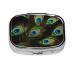 Peacock Feathers Printing 2 Compartment Small Pill Case Cute Small Pill Box Purse Pill Boxs Travel Pill Organizer for Pocket Purse and Travel Gifts