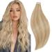 RUNATURE Blonde Tape on Hair Extensions Golden Blonde Highlight Platinum Blonde Tape in Human Hair Extensions Blonde Tape in Extensions Human Hair 22 Inch 50 Gram 22 Inch 1-Tape #16P24