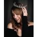 Sweetv Crystal Baroque Queen Crown - Vintage Princess Tiara for Wedding, Prom, Halloween - Opal Costume Hair Accessory for Women & Girls | Penelope Black Gold - Buy Online on GoSupps.com