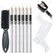 NewBang 8 Pieces White Barber Pencil Set Edge Hairline Razor Trace Pencils Beard Guide Beard Hairline Outliner and Beard Shaping Pencils(6pcs Barber Pencils with Built-in Sharpener,Brush and Ruler) 9 Piece Set