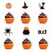 Halloween Cupcake Toppers Black Glitter Bat Spider Pumpkin Design Halloween Cupcake Picks Food Fruit Dessert Cocktail Picks Cake Decorations Holiday Party Supplies (36pcs)