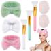 Zocipro 3 piece of hair band cosmetics with 3 pieces of silicone brushes and 2 facial sponge Bowknot hair bands is made of coral fleece make -up hair band for face shower yoga sport skin care