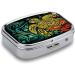 Pill Box Tribal Design with Turtle Print | 2 Compartment Portable Medicine Organizer | Decorative Metal Pill Case for Pocket or Purse - Buy Online on GoSupps.com