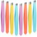 16 Pieces Slanted Tweezers  Eyebrow Slanted Tip Tweezers Precision Stainless Steel Eyebrow Tweezers for Eyebrows  Ingrown Hair  Facial Hair and Lash Extension (Orange  Purple  Blue  Yellow)