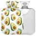 Naanle flower avocado pair of heat bottle with cover transparent hot water bottle 2l large hot hot water bottle for bed hand feet warmer pain relief heat and cold therapy