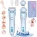 Duskofficial Razor DuskOfficial Electric Razor 2 in 1 Electric Waterproof Shaver Razors Bikini Trimmer for Women Wet and Dry Painless Hair Removal for Leg Arm (Blue)
