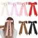 6PCS Silky Satin Hair Bows Hair Clip Ribbon Ponytail Holder Slides Metal Clips Double Ribbon Hair Accessories for Women Girls Toddlers Teens Kids Silk Hair Bows 6PCS