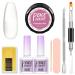Builder Gel Nail Kit - Poly Gel Nail Kit - Clear Poly Nail Gel Kit Nail Strengthen Gel with Nail Brush - Builder Gel Nail Extension Set Poly Glue Nail Art UV Builder Quick Gel