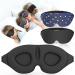 AMAZKER Sleep Eye Mask for Men Women 3D Contoured Cup Concave Molded Block Out Light Molded Soft Comfort Eye Shade with Adjustable Strap for Travel Yoga Nap Soft Black and Stars
