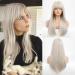 HAIRCUBE Long Grey Wigs for Women with Highlights Straight Wigs with Fringe for Daily Grey with Highlights